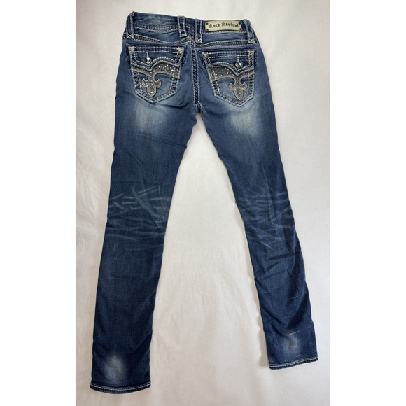 ROCK REVIVAL 25 Avery Straight Low Rise Western Pocket Flap Jewels Studs Cowboy - Picture 1 of 13